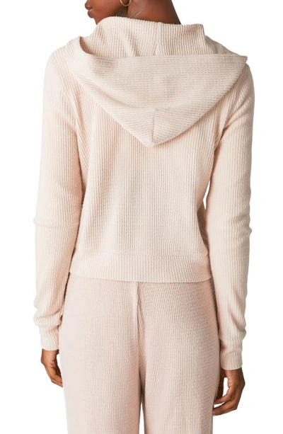 Shop Lucky Brand Cloud Jersey Waffle Front Zip Hoodie In Rose Dust