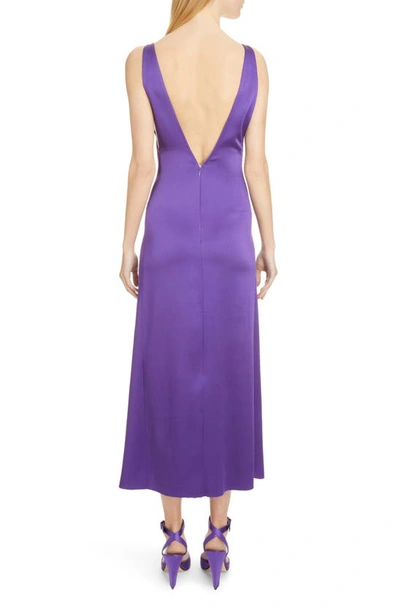Shop Victoria Beckham Deep V-neck Crepe Midi Dress In Bright Purple