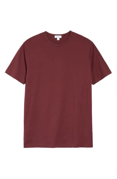 Shop Sunspel Crewneck Supima® Cotton T-shirt In Port