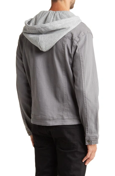 Shop Abound Stretch Cotton Hooded Trucker Jacket In Grey Steel