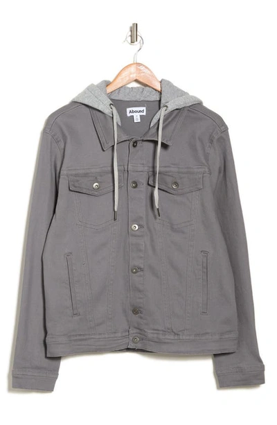 Shop Abound Stretch Cotton Hooded Trucker Jacket In Grey Steel