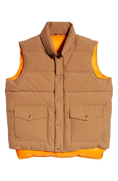 Shop Schott Nylon & Cotton Puffer Vest In Khaki