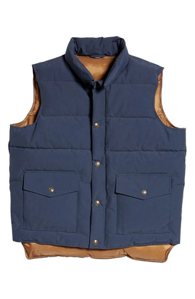 Shop Schott Nylon & Cotton Puffer Vest In Navy