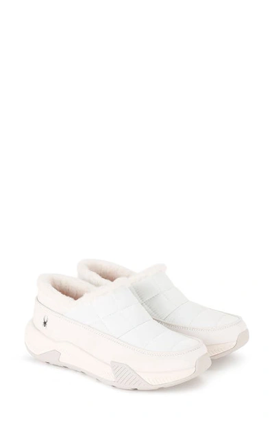 Shop Spyder Leah Faux Fur Lined Waterproof Slip-on Sneaker In Bright White