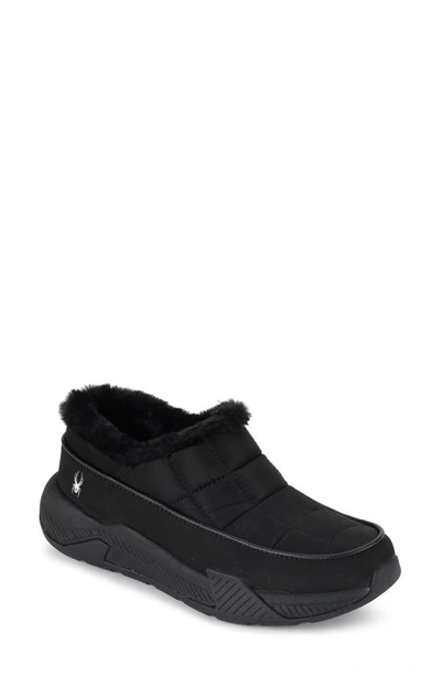 Shop Spyder Leah Faux Fur Lined Waterproof Slip-on Sneaker In Black