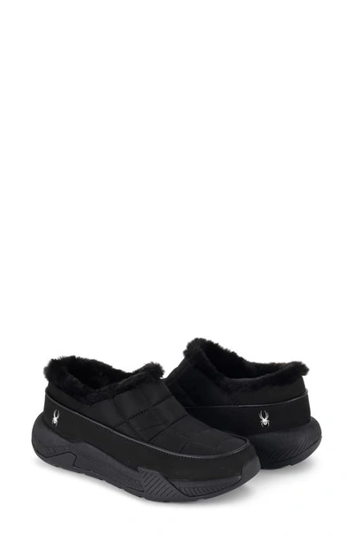 Spyder Leah Faux Fur Lined Waterproof Slip-on Sneaker In Black