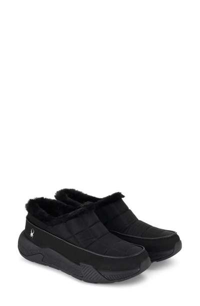 Shop Spyder Leah Faux Fur Lined Waterproof Slip-on Sneaker In Black