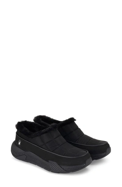 Spyder Leah Faux Fur Lined Waterproof Slip-on Sneaker In Black
