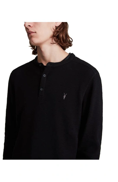 Shop Allsaints Muse Long Sleeve Thermal Henley In Jet Black