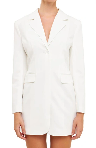 Endless Rose Strappy Back Long Sleeve Blazer Dress In White