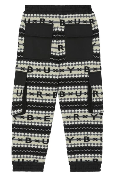 Shop Burberry Kids' Niko Wool Joggers In Black/ White Ip Pattern