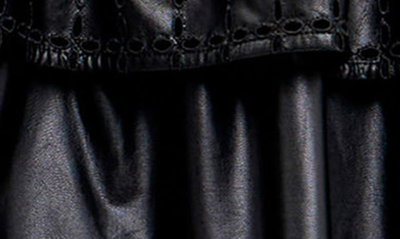 English Factory Eyelet Tiered Faux Leather Minidress In Black