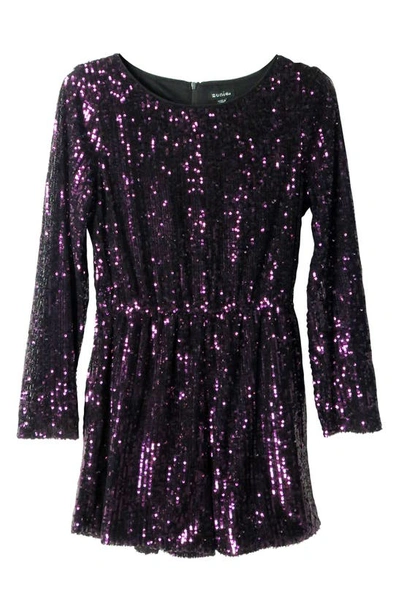 Zunie Kids' Sequin Romper In Eggplant