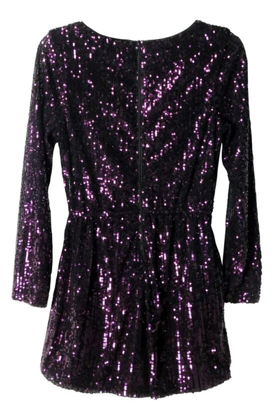Zunie Kids' Sequin Romper In Eggplant