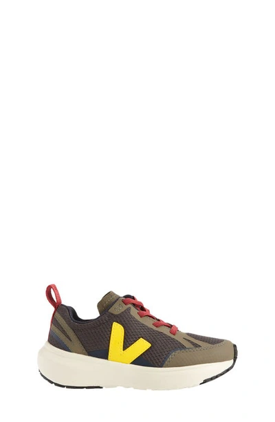 Veja Canary Logo-embroidered Panelled Mesh Low-top Trainers 6-9 Years In Graphite Tonic