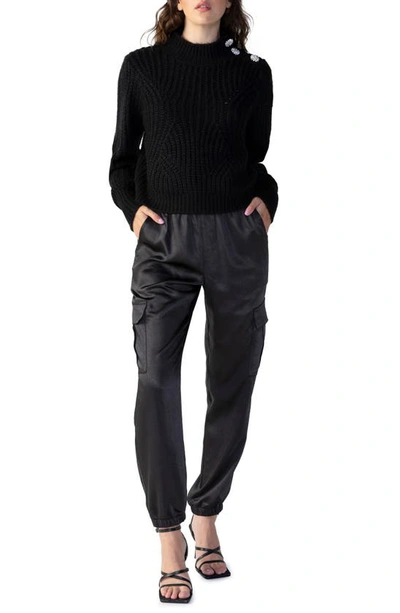 Shop Sanctuary The Fixer Satin Cargo Joggers In Black Nigh