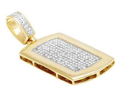 Pre-owned Jewelry Unlimited Genuine Diamond 10k Yellow Gold Men's Dogtag Pendant Charm 1/2 Ct 1.5" In H-i