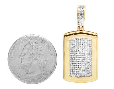 Pre-owned Jewelry Unlimited Genuine Diamond 10k Yellow Gold Men's Dogtag Pendant Charm 1/2 Ct 1.5" In H-i