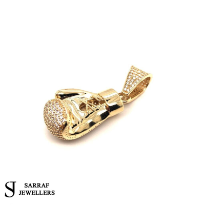 Pre-owned Sarrafjewellers 375 9ct Yellow Gold Pendant Ice Boxing Glove Mens Ladies Shiny Bling Rapper