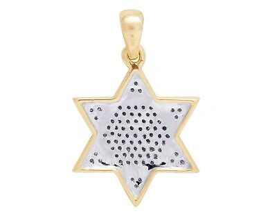 Pre-owned Jewelry Unlimited Real 10k Yellow Gold Genuine Diamond Iced Star Of David Pendant Charm 1/5 Ct 1" In H-i