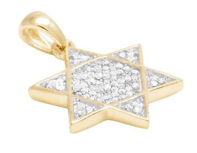 Pre-owned Jewelry Unlimited Real 10k Yellow Gold Genuine Diamond Iced Star Of David Pendant Charm 1/5 Ct 1" In H-i
