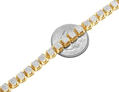 Pre-owned Jewelry Unlimited Mens 10k Yellow Gold Real Diamond 6mm Cluster Tennis Chain Necklace 3 9/10 Ct...