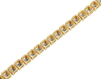 Pre-owned Jewelry Unlimited Mens 10k Yellow Gold Real Diamond 6mm Cluster Tennis Chain Necklace 3 9/10 Ct...