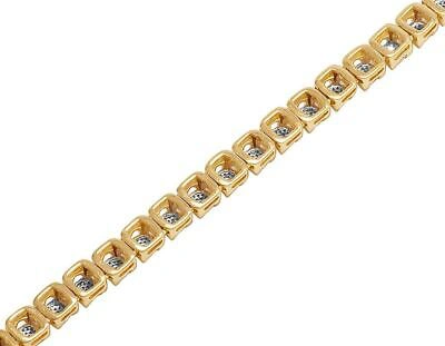 JEWELRY UNLIMITED Pre-owned Mens 10k Yellow Gold Real Diamond 6mm Cluster Tennis Chain Necklace 3 9/10 Ct...