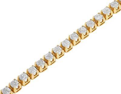 Pre-owned Jewelry Unlimited Mens 10k Yellow Gold Real Diamond 6mm Cluster Tennis Chain Necklace 3 9/10 Ct...