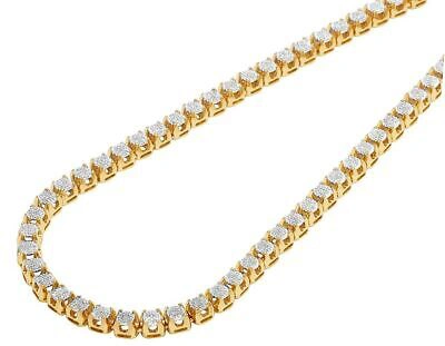 Pre-owned Jewelry Unlimited Mens 10k Yellow Gold Real Diamond 6mm Cluster Tennis Chain Necklace 3 9/10 Ct...