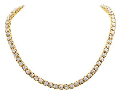 Pre-owned Jewelry Unlimited Mens 10k Yellow Gold Real Diamond 6mm Cluster Tennis Chain Necklace 3 9/10 Ct...