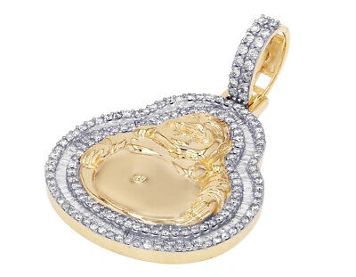 Pre-owned Jewelry Unlimited Men's Real Baguette Diamond Laughing Buddha 1 1/4 Ct 10k Yellow Gold 1.5" In G-h