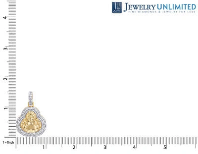 Pre-owned Jewelry Unlimited Men's Real Baguette Diamond Laughing Buddha 1 1/4 Ct 10k Yellow Gold 1.5" In G-h