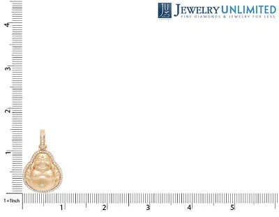 Pre-owned Jewelry Unlimited Men's Real Laughing Buddha Diamond Pendant 13/20 Ct 10k Yellow Gold 1.5" In H-i