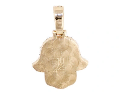 Pre-owned Jewelry Unlimited Men's Real Hamsa Star Baguette Diamond Pendant 3 1/2 Ct 10k Yellow Gold 1.8" In G-h