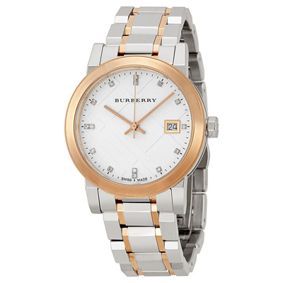 Pre-owned Burberry Brand  Silver Dial Two-tone Ladies Watch Bu9127