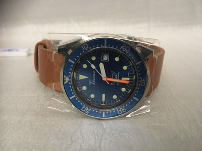 Pre-owned Squale Brand  1521 50 Atmos Blue 026/blu Polished Watch Tan Leather Warranty