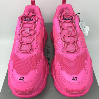 Pre-owned Balenciaga Triple S Men's Sneakers Size 42 Eu / 9 Us Fluo Pink
