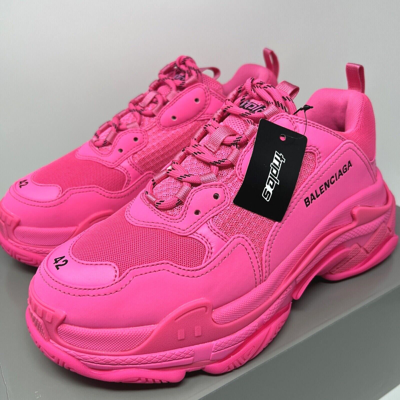 Pre-owned Balenciaga Triple S Men's Sneakers Size 42 Eu / 9 Us Fluo Pink