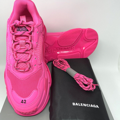 Pre-owned Balenciaga Triple S Men's Sneakers Size 42 Eu / 9 Us Fluo Pink