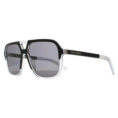 Pre-owned Dolce & Gabbana Sunglasses Dg4354 501/81 Top Black On Crystal Dark Polarized In Gray
