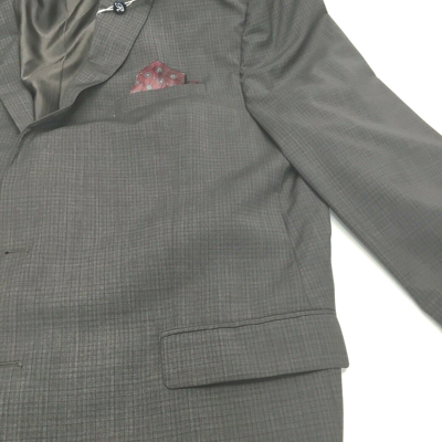 Pre-owned Lauren Ralph Lauren Ralph Lauren Men's Nero Natural Wool Stretch Mini Check Suit Gray 46long 40w