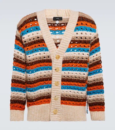 Shop Alanui Dancing Light Crocheted Wool-blend Cardigan In Orange Brown
