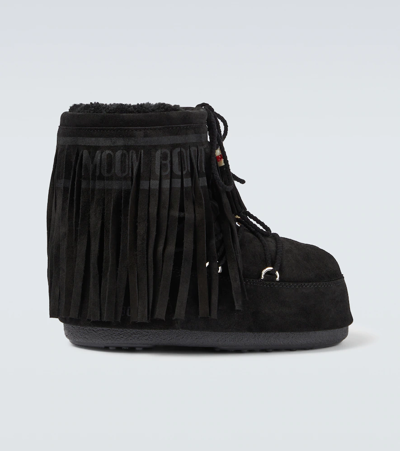 Shop Alanui X Moon Boot Icon Suede Ankle Boots In Black Black