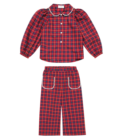 Shop Paade Mode Checked Cotton Pajamas In Red