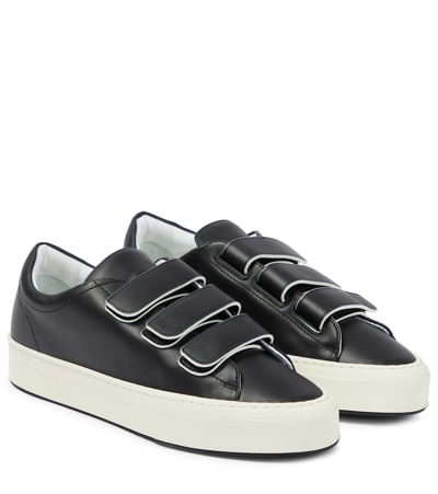 Shop The Row Mary H Leather Sneakers In Black/milk