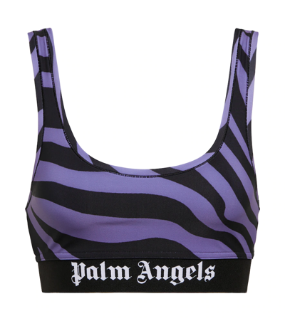 Shop Palm Angels Zebra-print Sports Bra In Purple Black