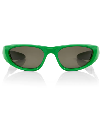 Shop Bottega Veneta Cone Wraparound Sunglasses In 0