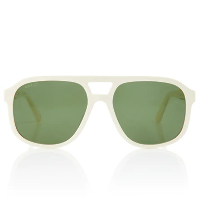 Shop Gucci Aviator Sunglasses In 0