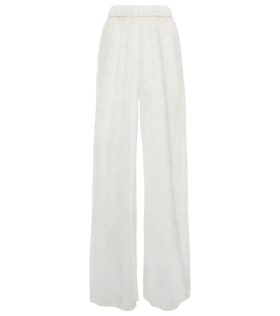 Shop Oseree Oséree High-rise Wide-leg Lace Pants In White